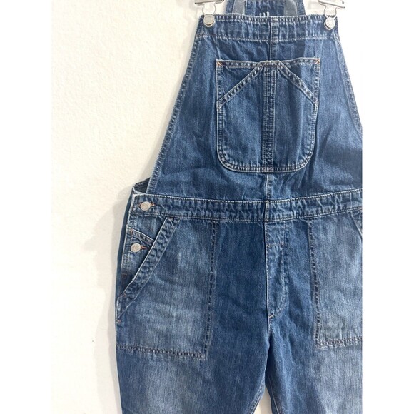 GAP Cropped Slouch Straight Leg Denim Overalls Classic Women's Size Medium - Picture 2 of 16